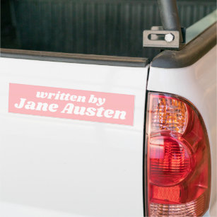 Written by Jane Austen Cute Pastel Pink White Bumper Sticker