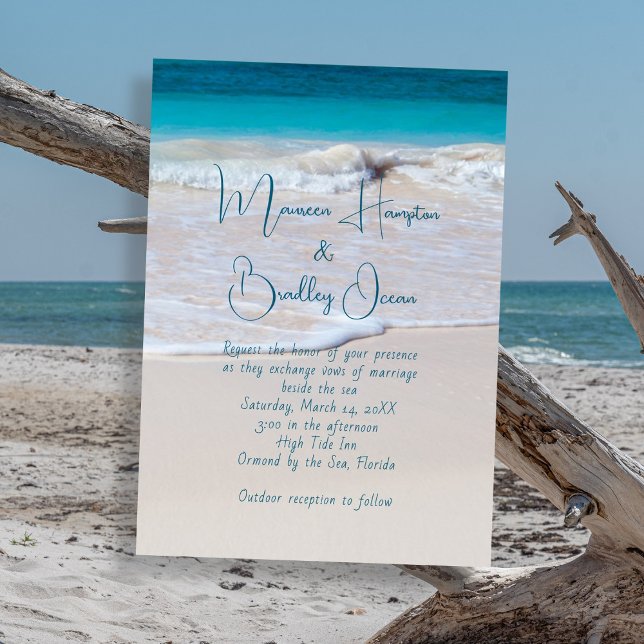 Written in Sand Tropical Beach Wedding Invitation (Creator Uploaded)