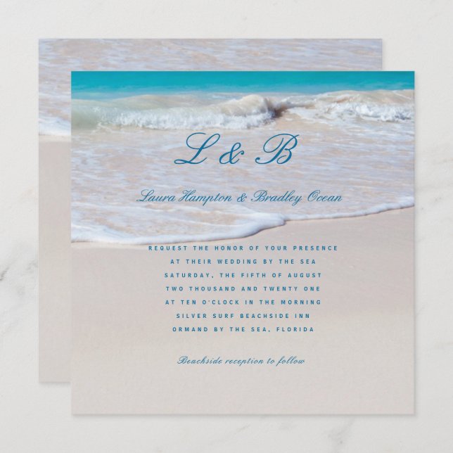 Written in Sand Tropical Beach Wedding Invitation (Front/Back)