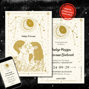 Written in Stars Lesbian Wedding Invitation