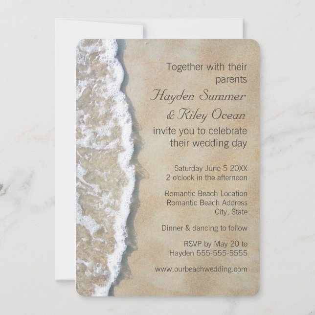 Written in the Sand Beach Wedding Invitation (Back)