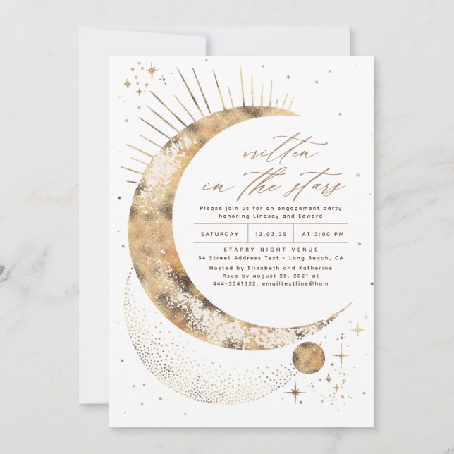 Written in the Stars Celestial Engagement Party Invitation (Front)