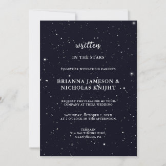 Written in the Stars Photo Calligraphy Wedding Invitation