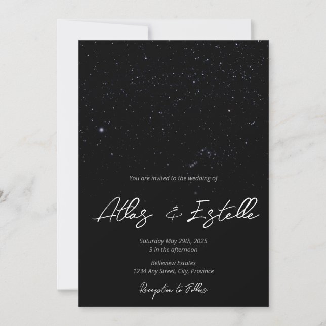 Written in the Stars Wedding Invitation (Front)