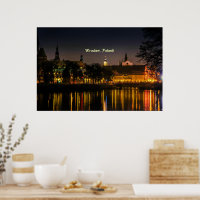 Wroclaw, Poland cityscape photograph, twilight,