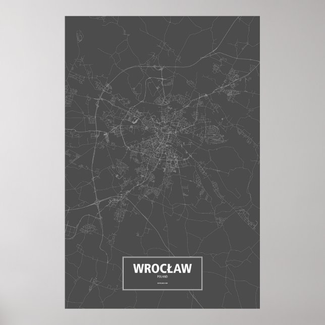 Wrocław, Poland (white on black) Poster (Front)