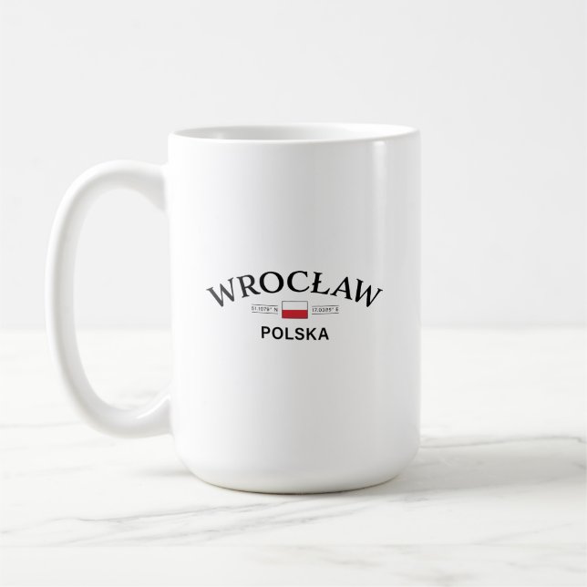 Wroclaw Polska (Poland) Polish Coordinates Coffee Mug (Left)