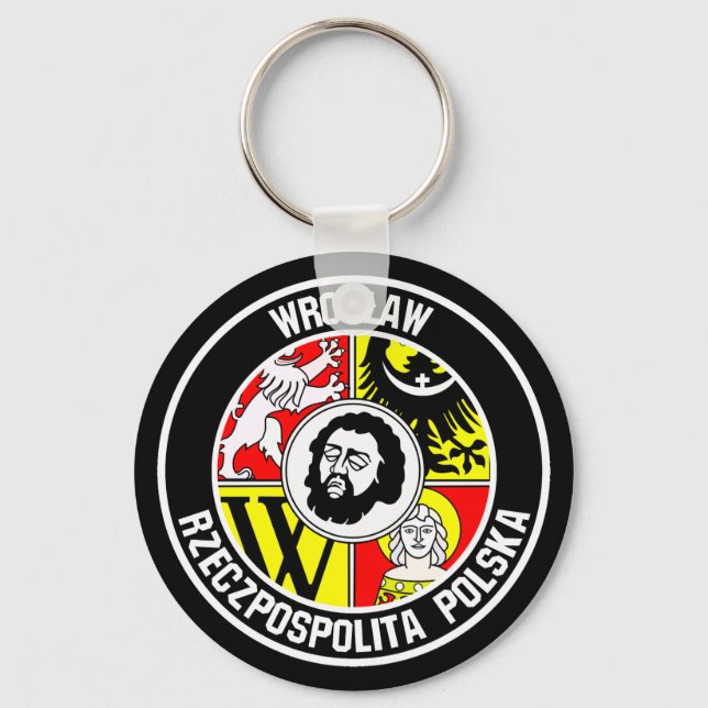 Wrocław Round Emblem Key Ring (Front)