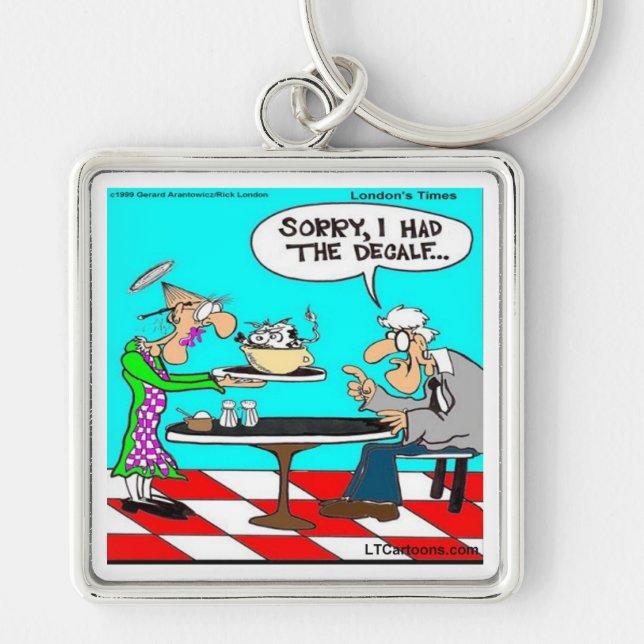 Wrong Coffee Funny Cow Cartoon Gifts & Tees Key Ring (Front)