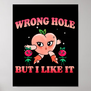Wrong Hole Peach Naughty Cartoon Retro Adult Humor Poster