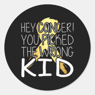 Wrong Kid Cancer Fighter Awareness Ribbon Premium Classic Round Sticker