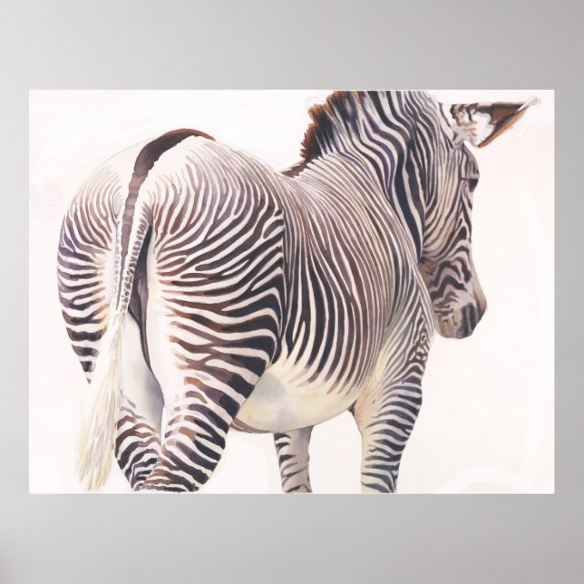 "Wrong Way" Zebra Wildlife Watercolor Poster (Front)