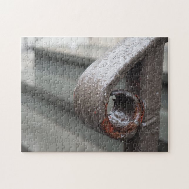 Wrought Iron Railing Raindrops New York City NYC Jigsaw Puzzle (Horizontal)