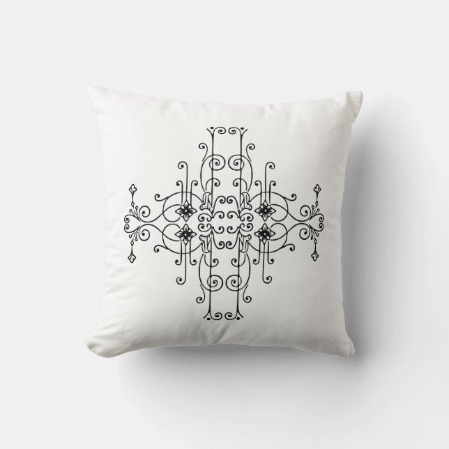 Wrought Iron Scrollwork Throw Pillow (Front)