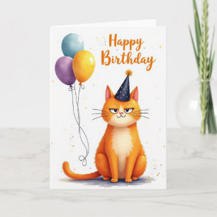 Wry Feline Birthday Card
