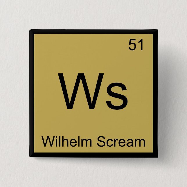 Ws - Wilhelm Scream Chemistry Element Symbol Tee 15 Cm Square Badge (Front)