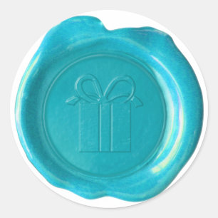 WSM Custom - Courtney - GiftBox - Aqua Blue Classic Round Sticker