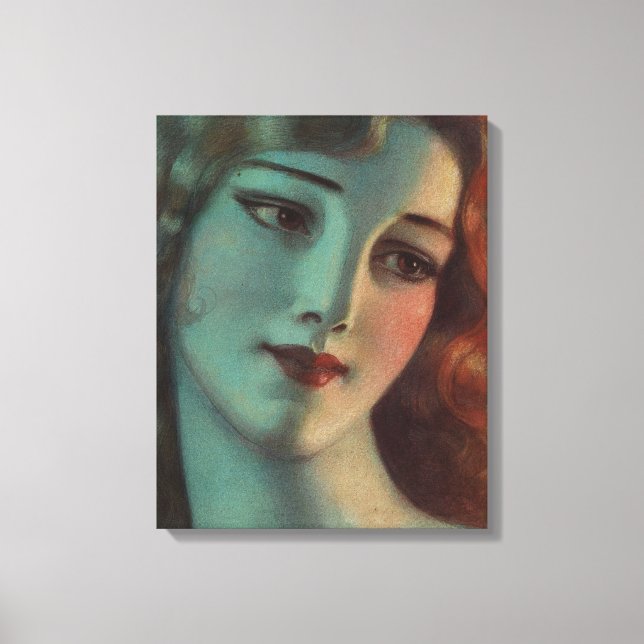 WT Benda Beautiful Art Deco Lady Diptych Canvas Print (Front)