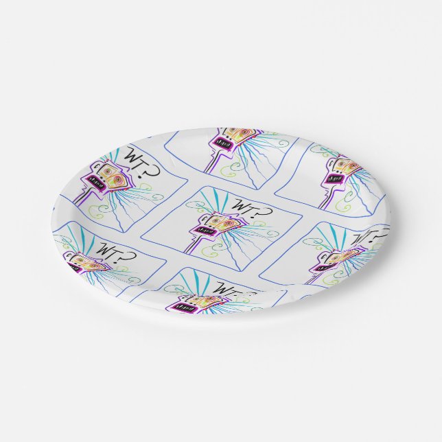 WT? - WHAT THE ?? EMOJI Meemogie Paper Plate (Angled)