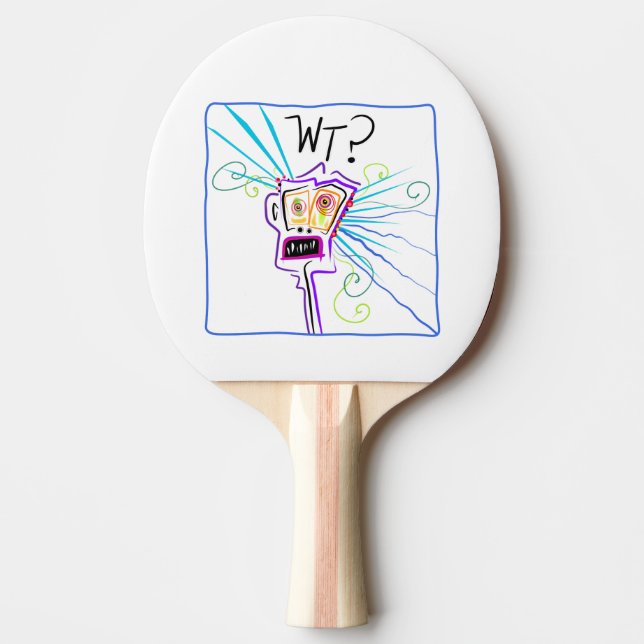 WT? - WHAT THE ?? EMOJI Meemogie Ping Pong Paddle (Front)