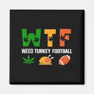Wtf2 Wine Turkey Football - Fun Thanksgiving Day M Magnet
