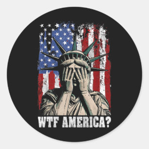 Wtf America Anti-trump Statue Of Liberty Usa Flag Classic Round Sticker