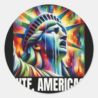 Wtf America Statue Of Liberty Crying  Classic Round Sticker