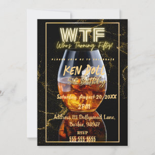 WTF Fifty Men's 50th Birthday instatnt Download Invitation