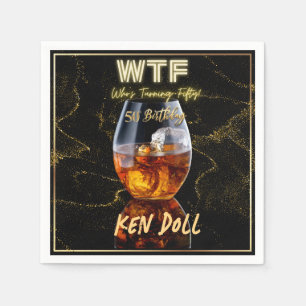 WTF Fifty Men's 50th Birthday Party Napkin