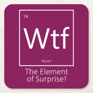 Wtf Funny, Periodic Table Style Square Paper Coaster
