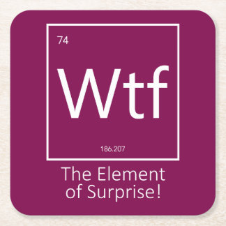 Wtf Funny, Periodic Table Style Square Paper Coaster