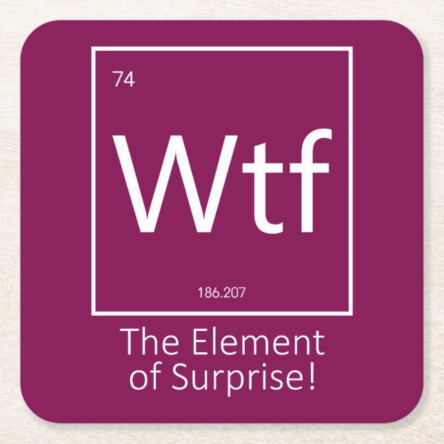 Wtf Funny, Periodic Table Style  Square Paper Coaster (Front)