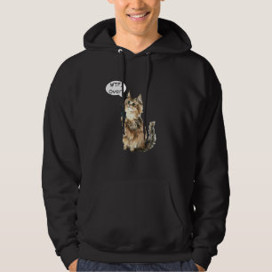 WTF, Over. Walkie Talkie Fluffy Cat Funny Meme Cat Hoodie