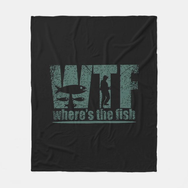 WTF Wheres The Fish Fleece Blanket (Front)
