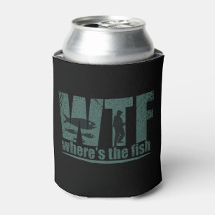 WTF where's the fish funny fishing Can Cooler
