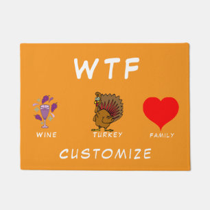 WTF Wine Turkey Family Thunder_Cove Doormat