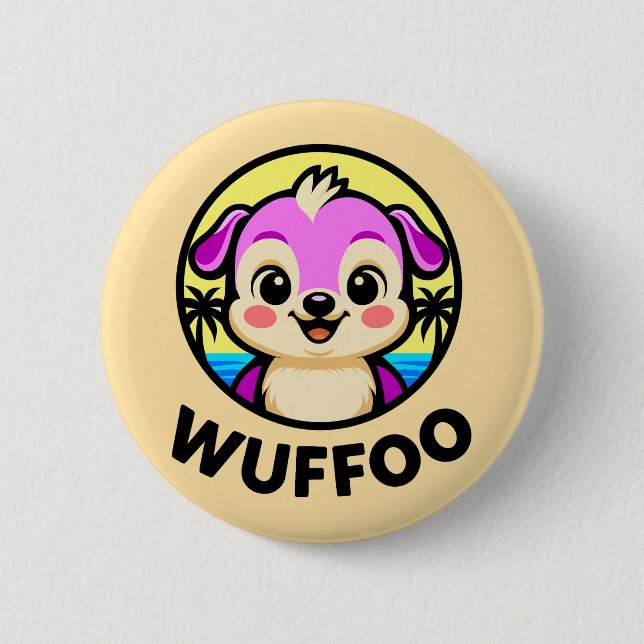 Wuffoo Adventures Cute Kawaii Puppy animation 6 Cm Round Badge (Front)