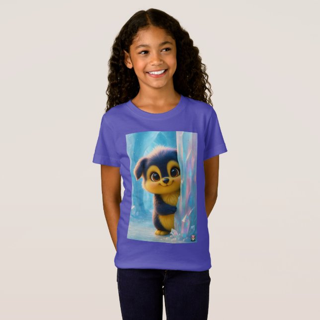 Wuffoo Molli Cute Kawaii Puppy Ice cave T-Shirt (Front Full)
