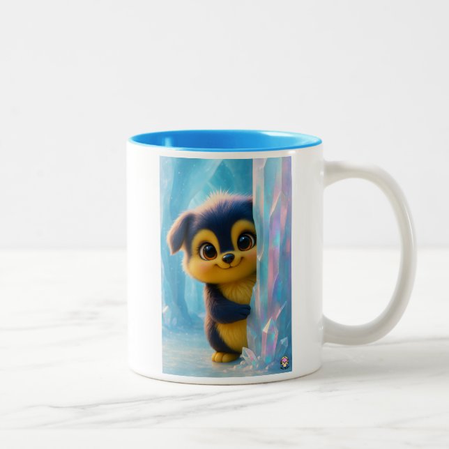 Wuffoo Molli Cute Kawaii Puppy Ice cave  Two-Tone Coffee Mug (Right)