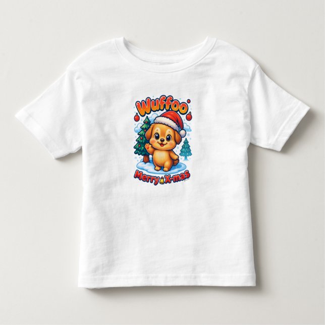 Wuffoo Roony Merry X-mas Kawaii 3D Holiday Toddler T-Shirt (Front)