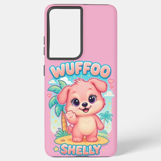 Wuffoo Shelly Kawaii Puppy Tropical Island Samsung Galaxy S21 Ultra Case (Back)