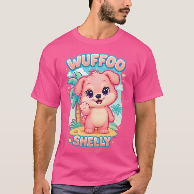 Wuffoo Shelly Kawaii Puppy Tropical Island T-Shirt (Front)