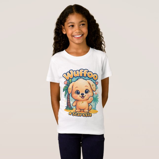Wuffoo Starssie Kawaii Puppy Tropical Island T-Shirt (Front Full)