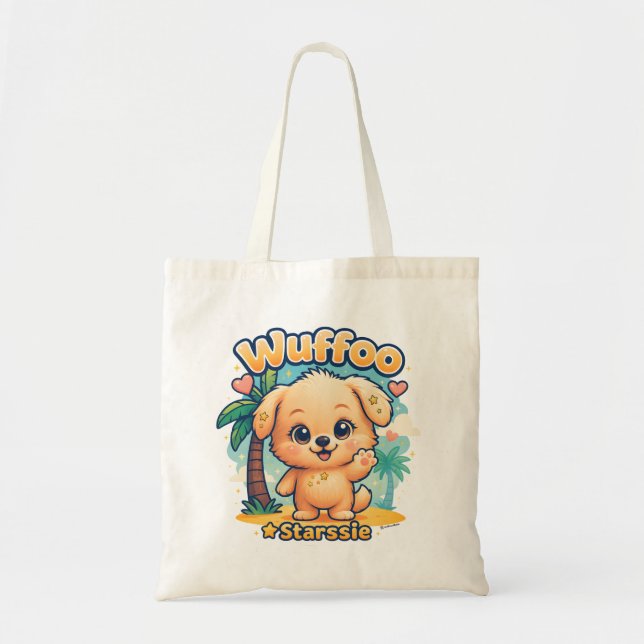 Wuffoo Starssie Kawaii Puppy Tropical Island Tote Bag (Front)