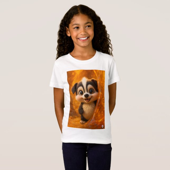 Wuffoo Surffie Cute Kawaii Puppy Amber T-Shirt (Front Full)