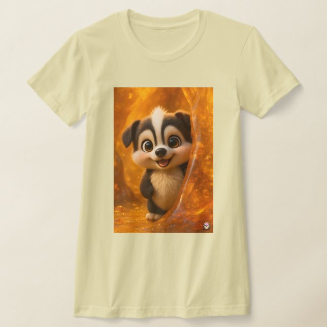 Wuffoo Surffie Cute Kawaii Puppy Amber tee (Laydown)