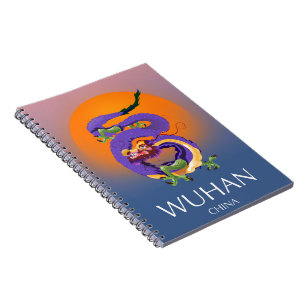 Wuhan China Dragon travel poster Spiral Notebook