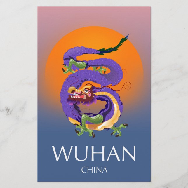 Wuhan China Dragon travel poster Stationery (Front)