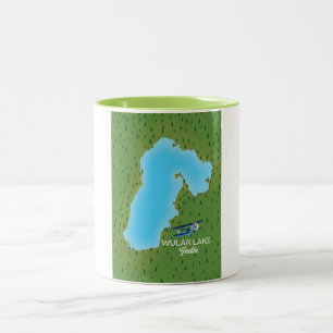 Wular Lake India map Two-Tone Coffee Mug