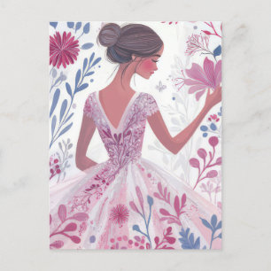 Wunderschöne Aquarell Ballerina im Tutu  Postcard